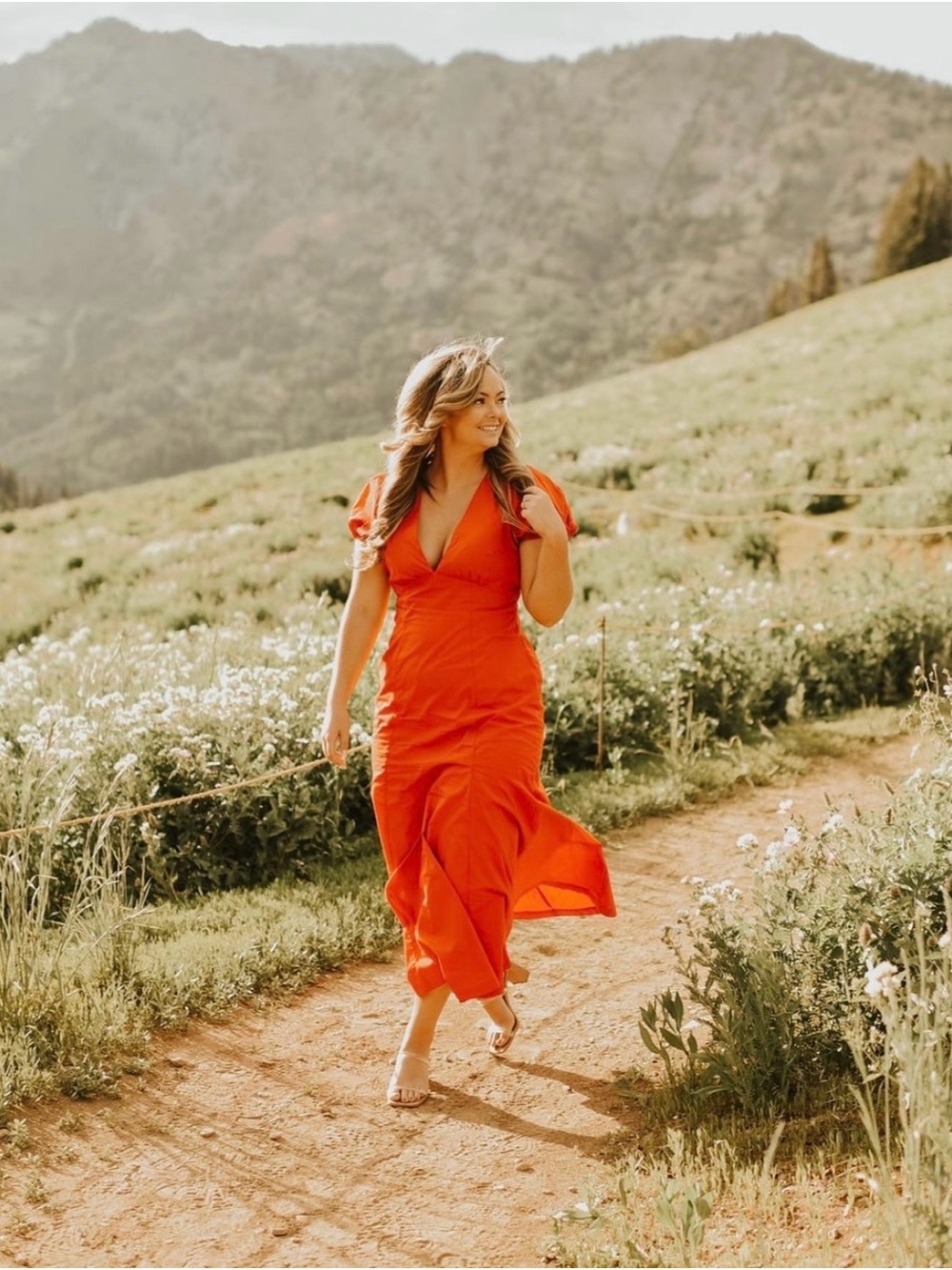 Abercrombie & Fitch Orange V-Neck Maxi Dress